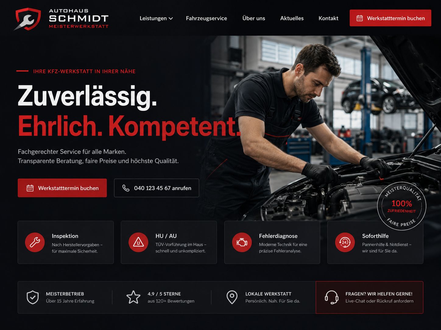 Kfz-Mechaniker bei der Fahrzeugprüfung