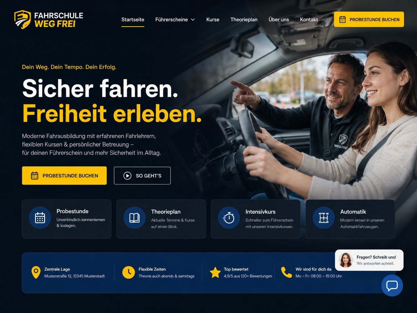 Fahrlehrer und Fahrschülerin während der Fahrstunde