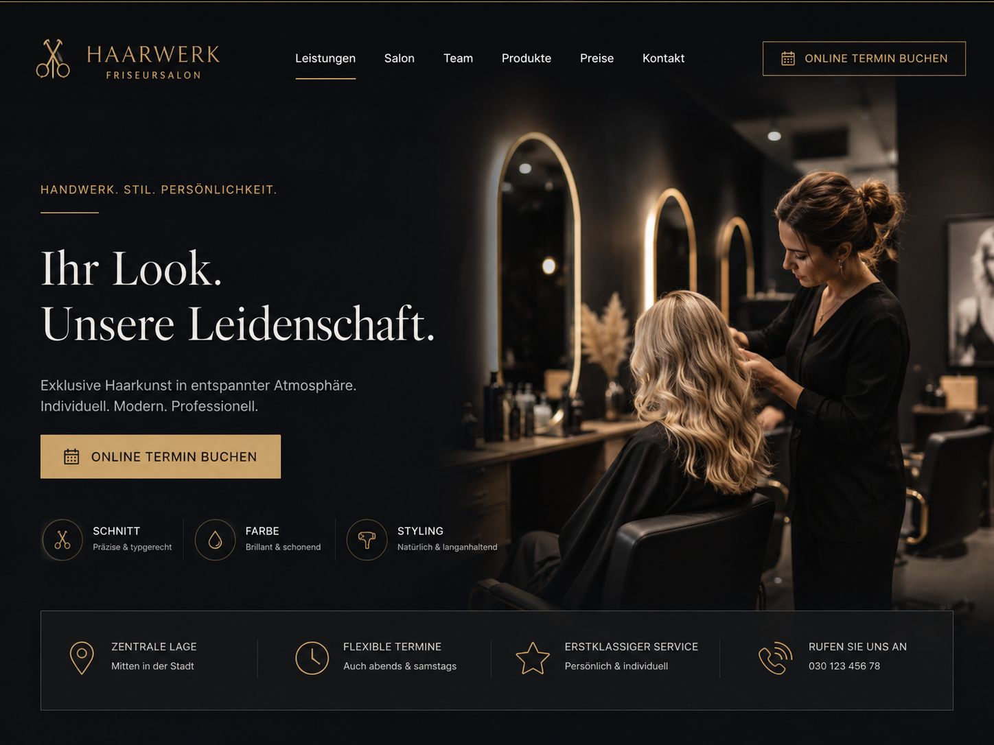 Friseurin beim Styling einer Kundin
