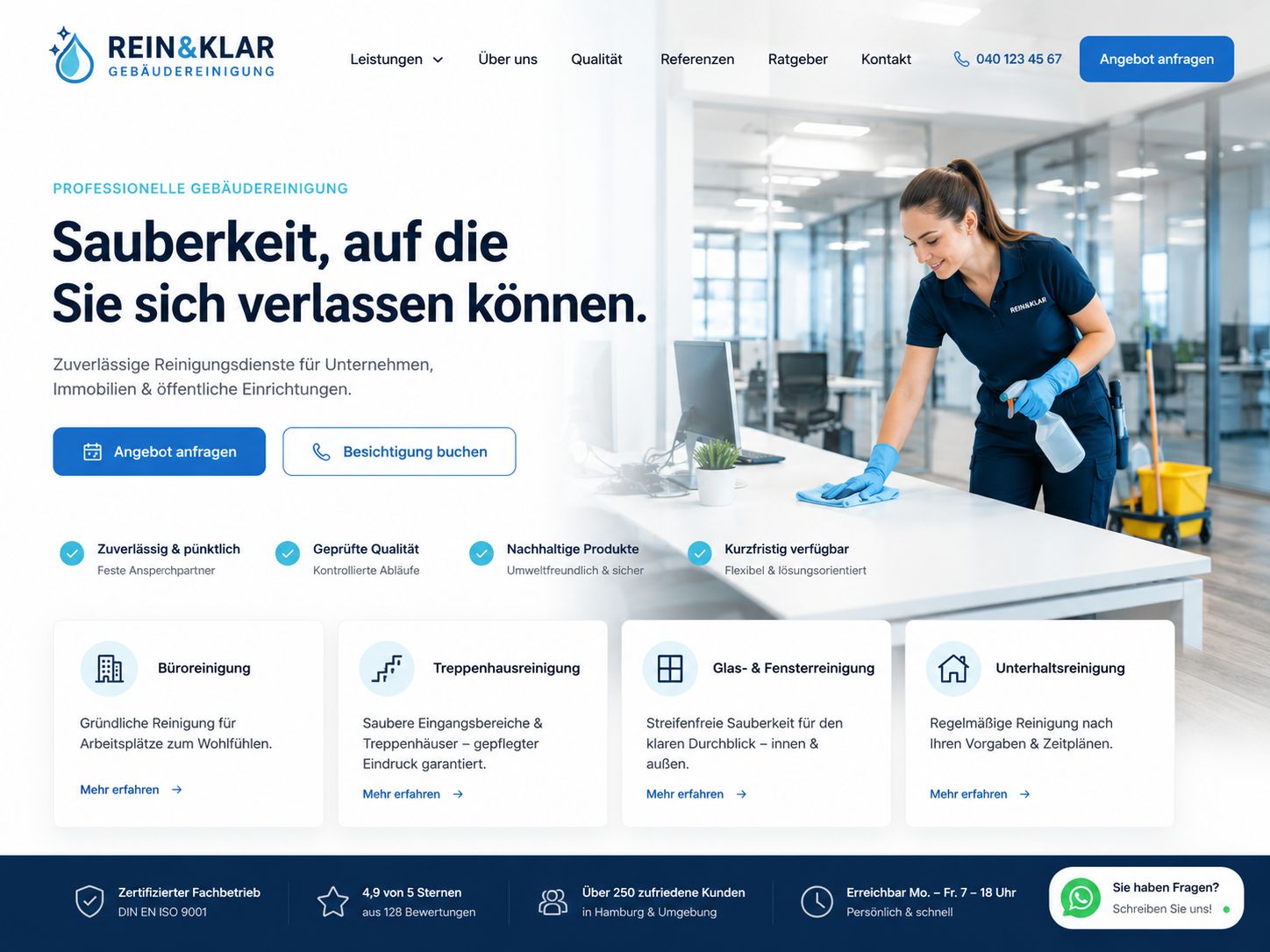 Reinigungskraft bei der Büroreinigung