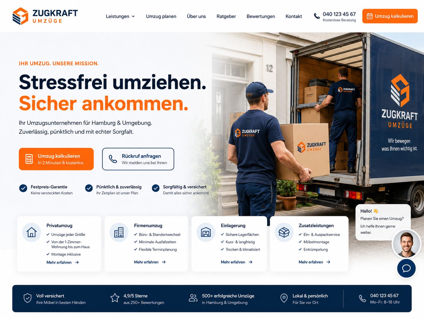 Umzugshelfer beim Verladen von Kartons